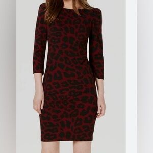 Calvin Klein Red and Black Animal Print Dress